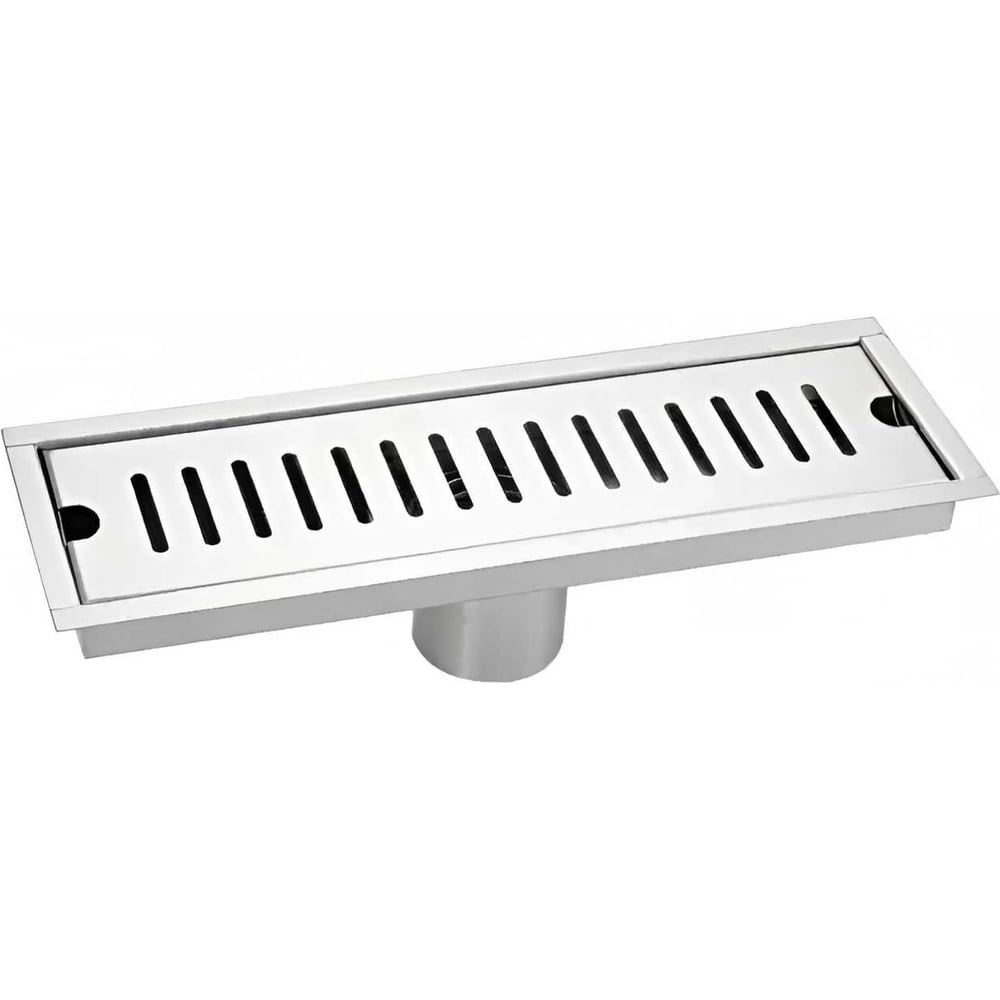 Изображение товара Трап для канализации нержавеющий д=50 вертикальный с гидрозатвором и решеткой 300х100