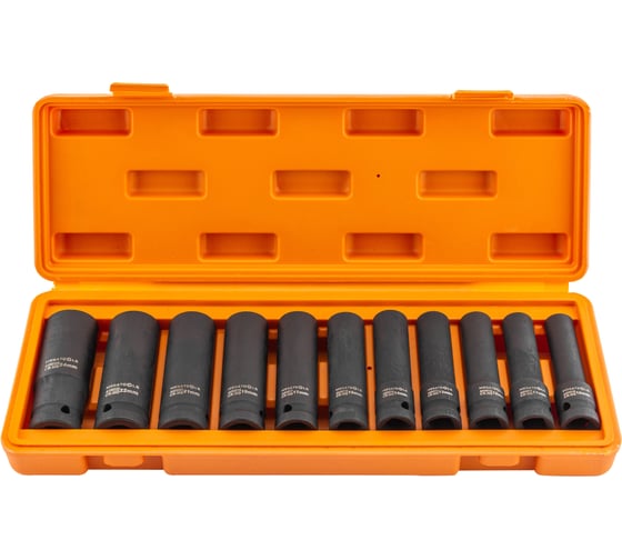 Изображение товара Головки глубокие ударные MEGATOOLS набор 11 предметов 1/2" (10-15, 17, 19, 21, 22, 24мм, 6гр.) MT-4117-5MPB(62915)