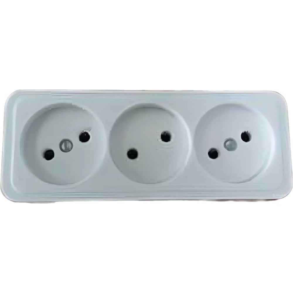 Изображение товара Розетка силовая 3 поста IP20 белая серия Ретро Ливны-Электро РА 10-014