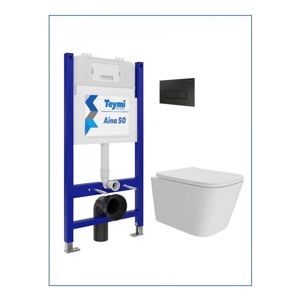 Изображение товара Инсталляция с унитазом 5 в 1 Teymi Helmi Pro белый безободковый современный комплект