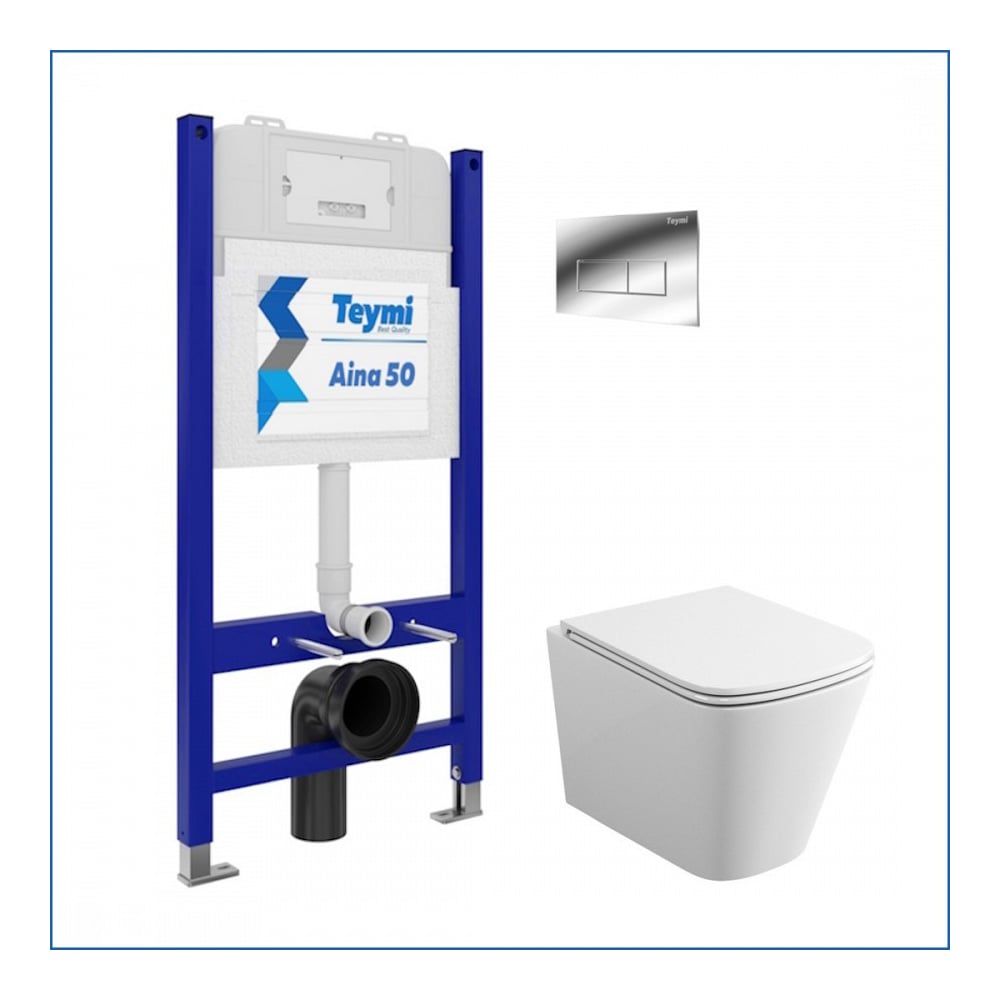 Изображение товара Инсталляция с унитазом Teymi 5 в 1 Helmi S безободковый белый санфарфор