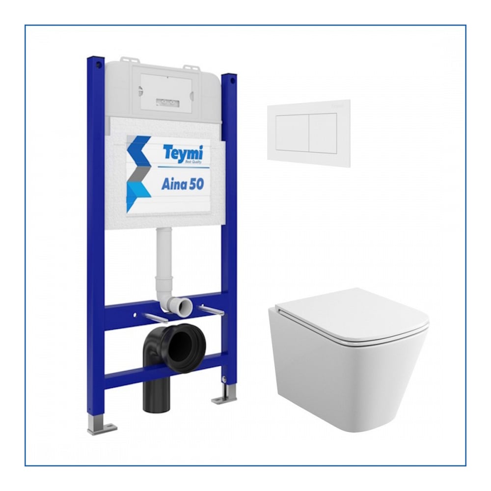 Изображение товара Инсталляция с унитазом комплект 5 в 1 Teymi Helmi S безободковый белый