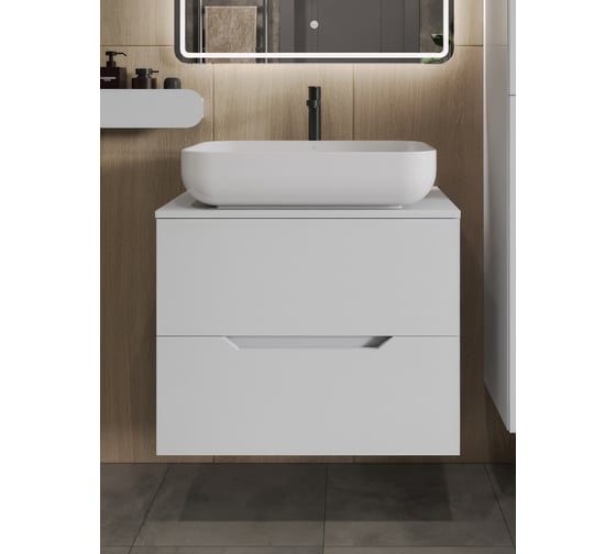 Изображение товара Подвесная тумба с раковиной Orange Line Li-70TuwMDF+B03-600W 70 см, белый X779616999