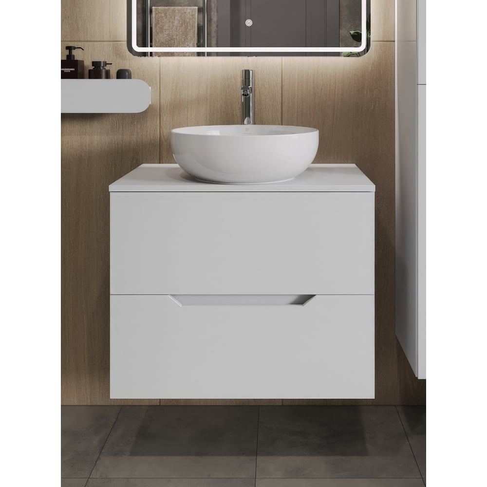 Тумба с раковиной подвесная 70 см, белый ORANGE Лайн Li-70TuwMDF+B07-420W