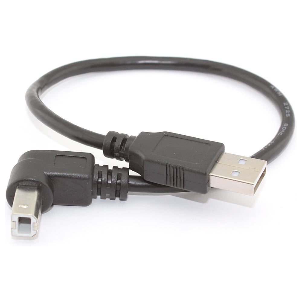 Изображение товара Кабель USB 2.0 Amperin 0,3 м с угловым соединением черный