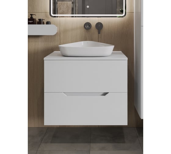 Изображение товара Тумба с раковиной подвесная 70 см, белый ORANGE Line Li-70TuwMDF+B07-500W