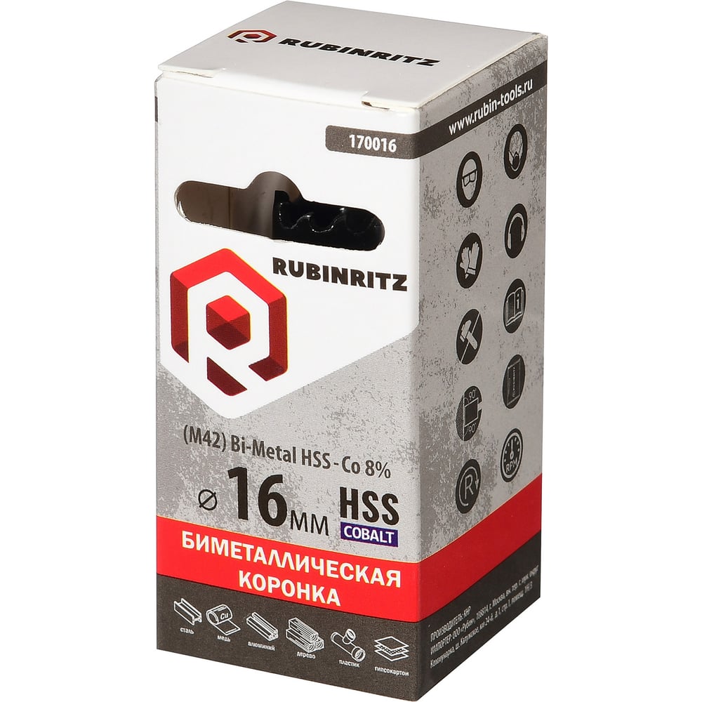 Изображение товара Биметаллическая коронка Rubinritz HSS Cobalt 16мм для сверления
