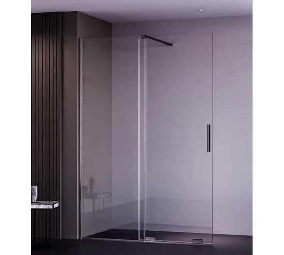 Изображение товара Душевая перегородка Aquanet SW-800GRT 80х200см, суппорт, стекло 6 мм,  прозрачный, профиль графит крашенный (352347) 00352347