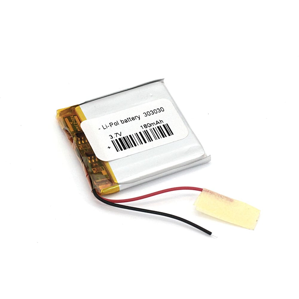 Изображение товара Аккумулятор Li-Pol Amperin 30x30x3мм 180mAh 2pin 3.7V для электронных устройств