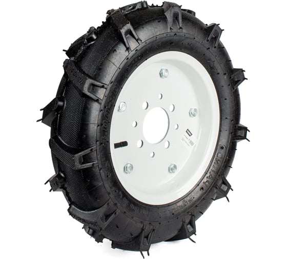 Изображение товара Колесо к МОТОБЛОКУ СИЛАЧ 4.00-10 ,Елочка, диск 4 отверстия, цена за штуку (2/64) 023608