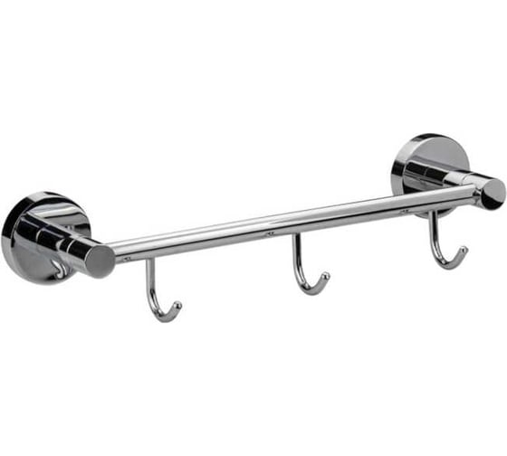 Изображение товара Вешалка GFmark с тремя крючками прямая, на круглом основании, цвет ХРОМ. 79204