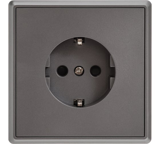 Изображение товара 1-местная силовая розетка ALTECH ENCORE 1SG скрытого монтажа с заземлением и шторками графит в сборе 07434
