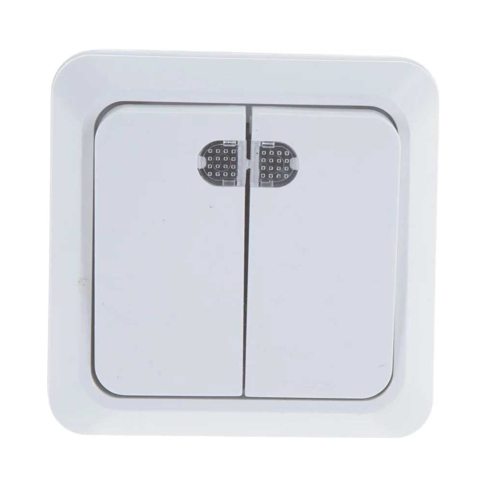 Изображение товара Выключатель 2 клавишный ALTECH SPACE с индикацией для открытого монтажа белый 07432