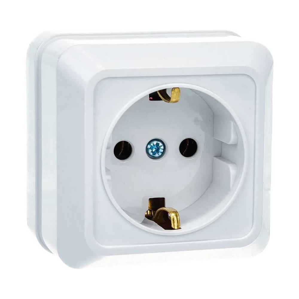 Изображение товара 1-местная силовая розетка SPACE ALTECH 1SOW накладной с заземлением белая 07427