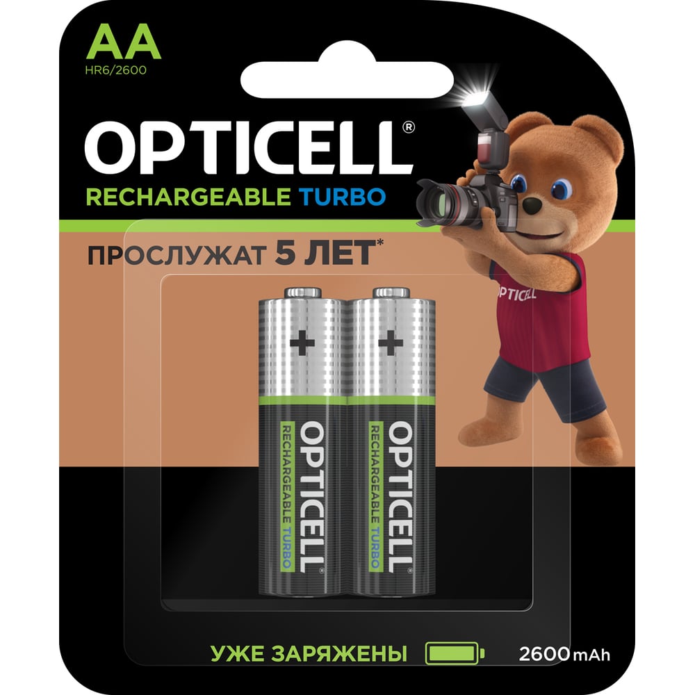 Изображение товара Аккумуляторы OPTICELL Turbo AA 2600 мА·ч 2 шт надежное питание устройств