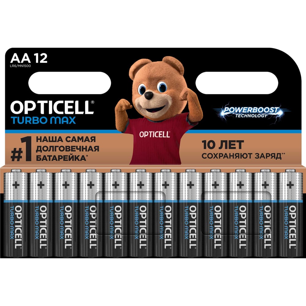 Изображение товара Батарейки AA OPTICELL Turbo Max 12 шт щелочные LR6 для бытовых устройств