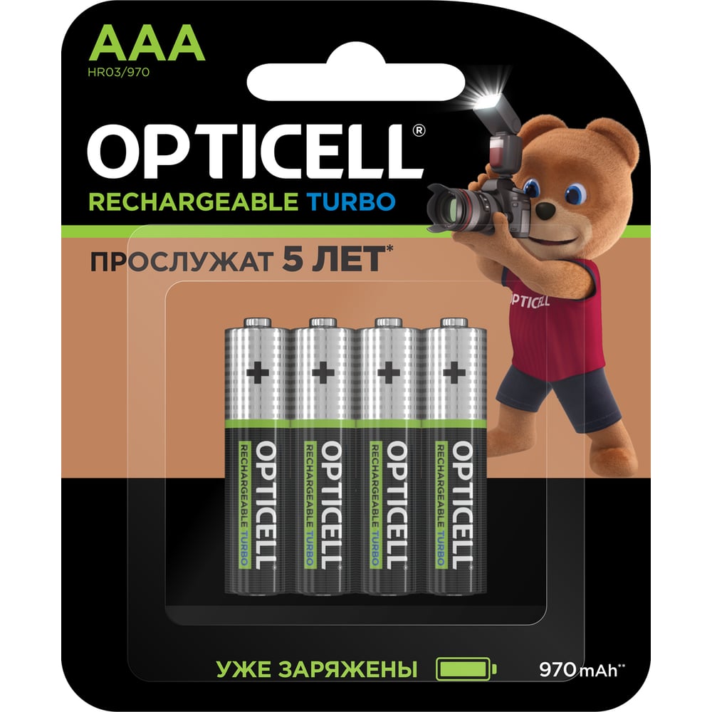 Изображение товара Аккумуляторы OPTICELL Turbo AAA 970 мА·ч 4 шт надежный источник питания