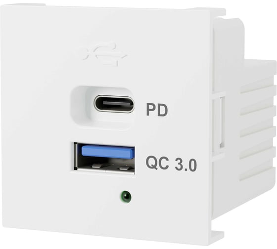 Изображение товара Розетка модульная высокоскоростная Экопласт USB 45х45мм (Type А+С),  протоколы QC 3.0, PD, 65 Вт. (бел.) LK45 858304