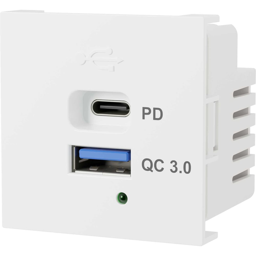 Изображение товара Модульная высокоскоростная розетка USB Type C и USB QC 3.0 20 Вт LK45