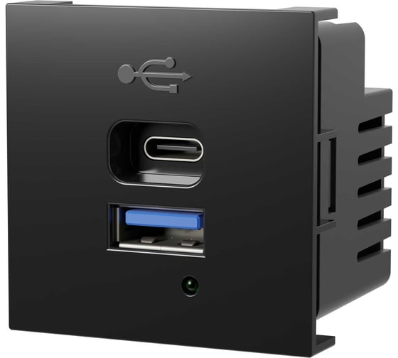 Изображение товара Розетка модульная высокоскоростная  Экопласт USB 45х45мм (Type А+С),  протоколы QC 3.0, PD, 20 Вт. (черн.) LK45 858108