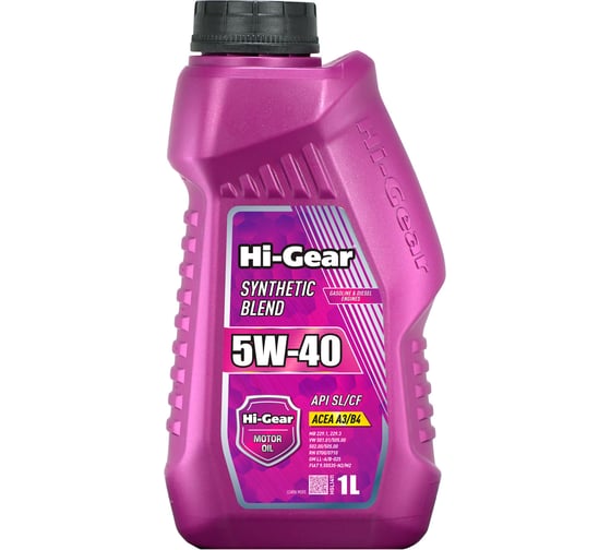 Изображение товара Масло моторное Hi-Gear 5W-40 SL/CF, A3/B4, 1 л., полусинтетическое HGL1411