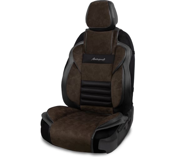 Изображение товара Накидка на сиденье AUTOPROFI Multi Comfort, анатомическая, 6 упоров, 3 предмета, материал велюр паттерн, чёрн./коричневый MLT-320PV BK/BR