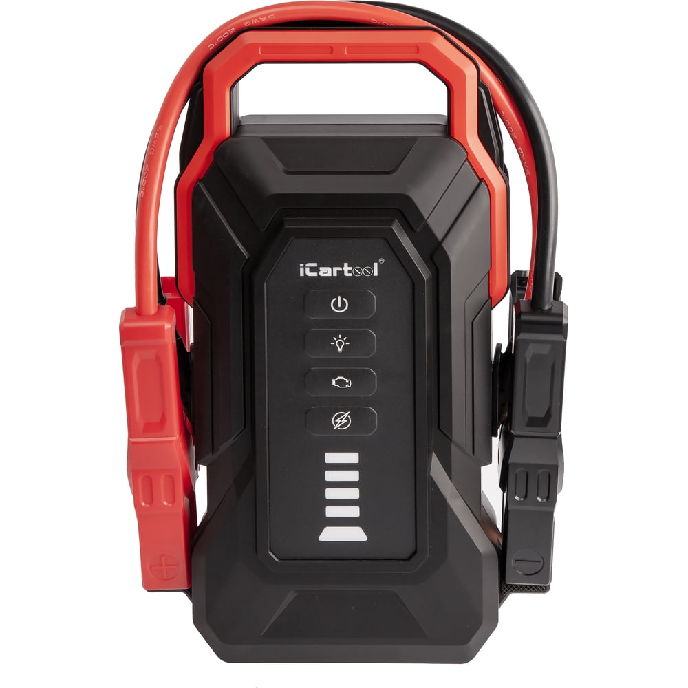 Изображение товара Пусковое устройство iCartool 12В 32000 мАч 2000/4000А с фонариком для автомобилей и техники