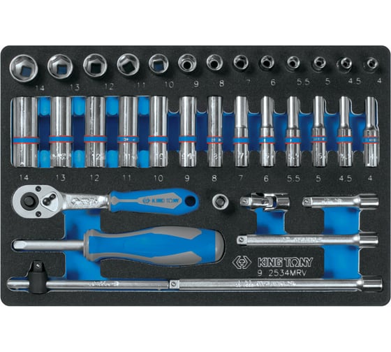 Изображение товара Ложемент KING TONY для набора торцевых головок 1/4" с принадлежностями 9-2534MRV, 2534MRV, 859253432B