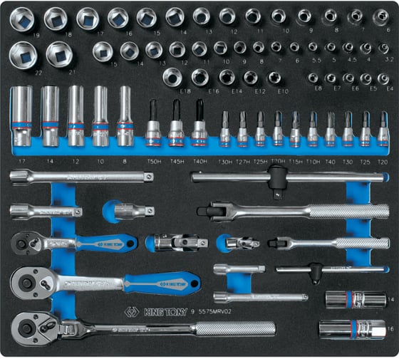 Изображение товара Ложемент KING TONY для набора торцевых головок 1/4"&3/8" с принадлежностями 9-5575MRV02, EVA 85819132B