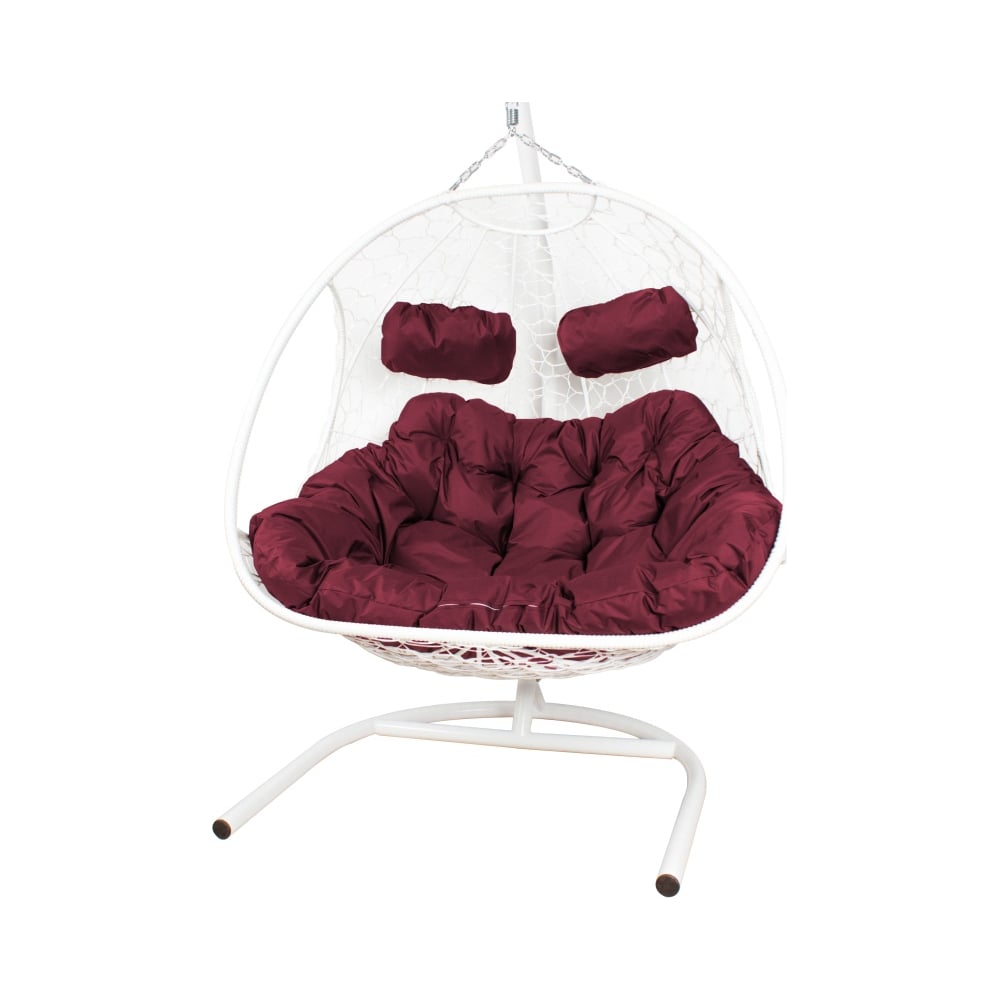 Изображение товара Подвесное кресло ДОБРЫНЯ с ротангом и бордовой подушкой от M-GROUP