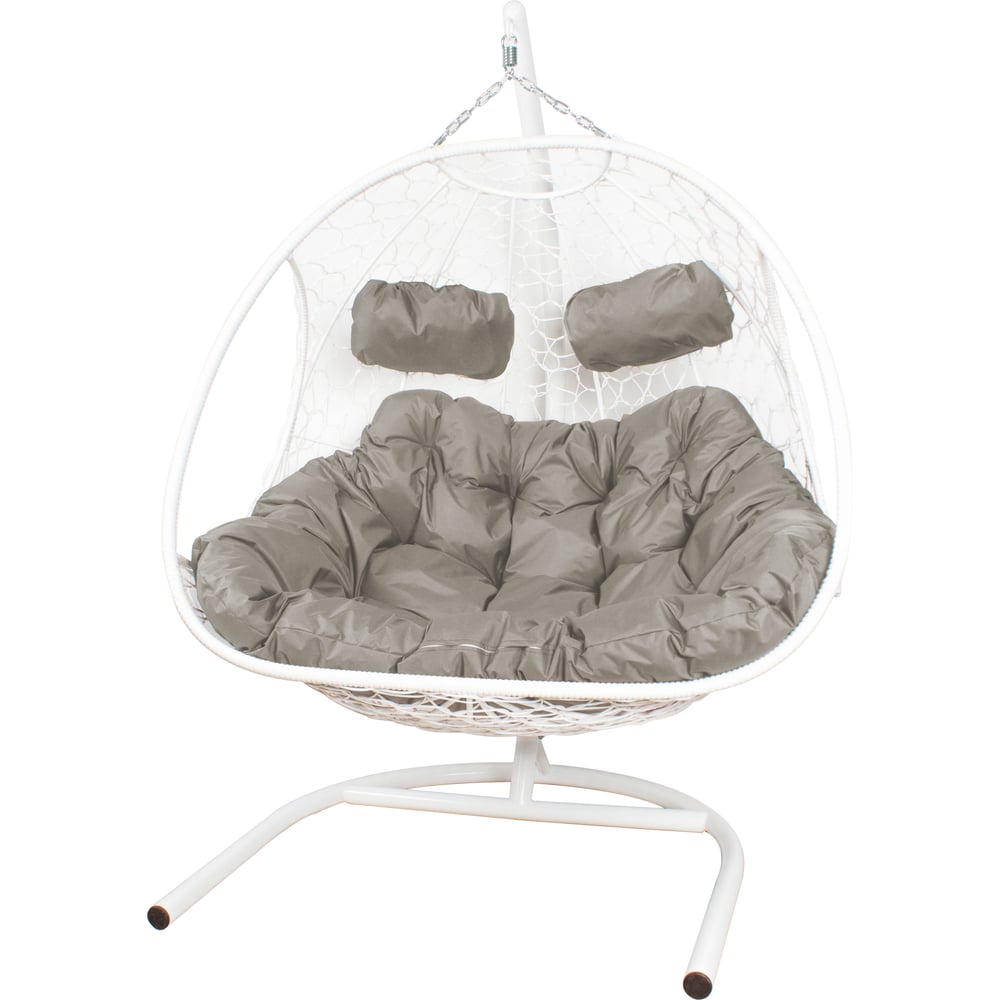 Изображение товара Подвесное кресло M-GROUP ДОБРЫНЯ с ротангом 2 мест, белое, водоотталкивающее