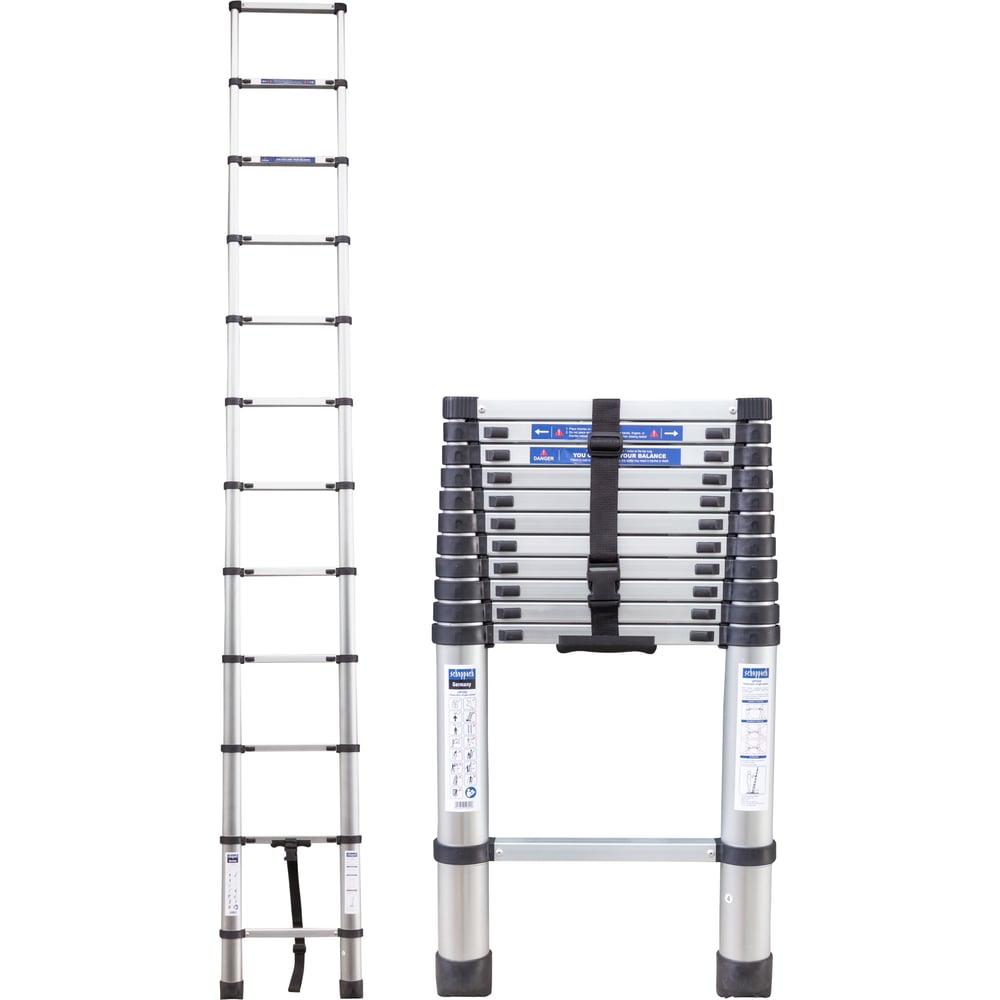 Изображение товара Телескопическая алюминиевая лестница Scheppach 3.5м, 12 ступенек