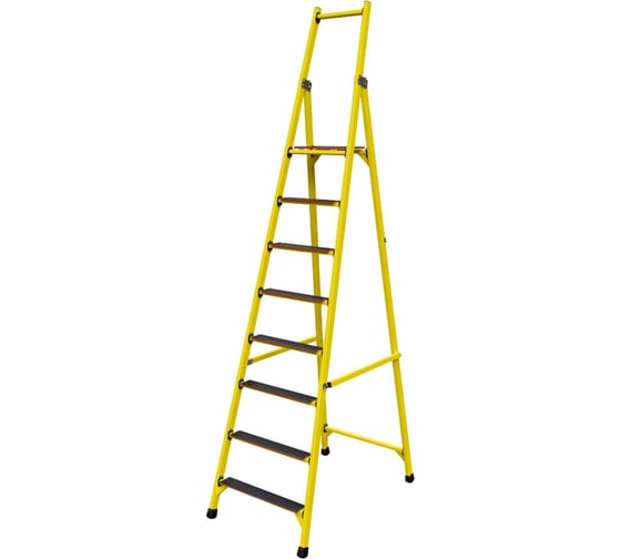 Изображение товара Стремянка диэлектрическая стеклопластиковая ООО "ЛУЧ" с симметричной опорой телеком с широкими ступенями ССС-2,8ТШ-Ф40П