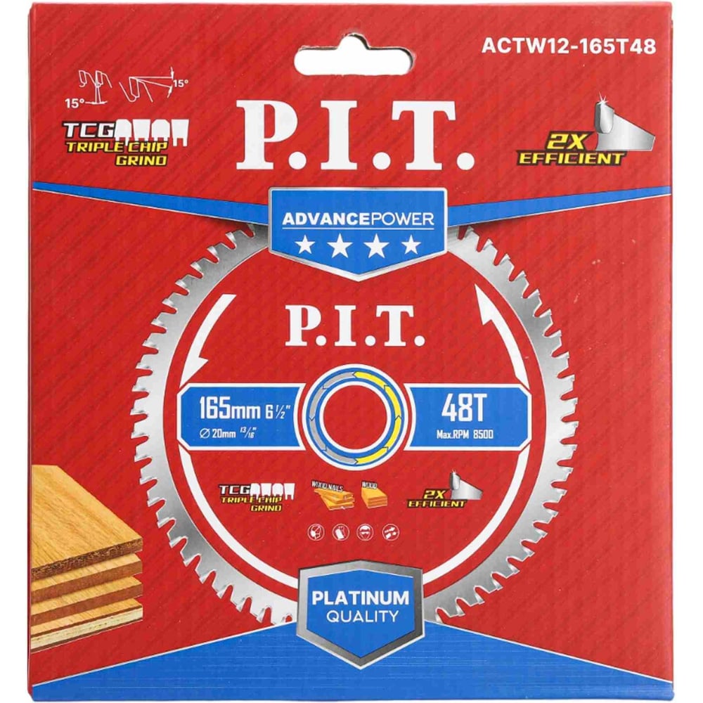 Изображение товара Дисковый пильный диск по дереву P.I.T. ADVANCE 165 мм 48 зубов Carbide TCG