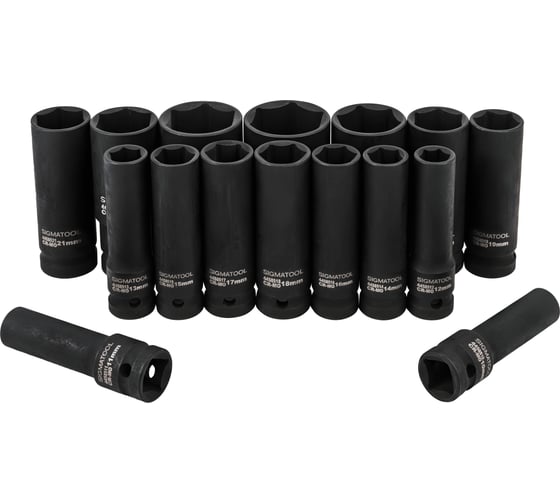 Изображение товара Головки ударные SIGMATOOL набор 16 предметов 1/2 (10-19, 21, 22, 24, 27, 30, 32мм, 6гр.) Sigmatool-4167-5MPB(62992)