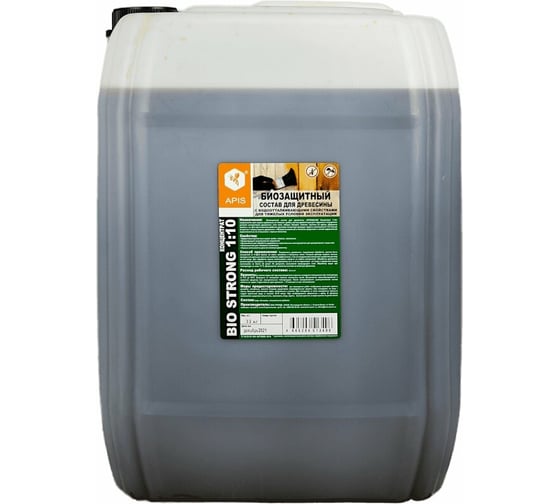 Изображение товара Биозащитный состав для древесины APIS Strong-bio (концентрат 1:10; канистра; 33 кг) 4665296513496