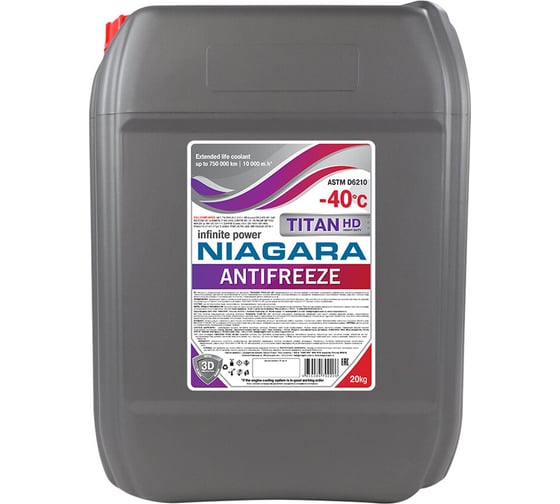 Изображение товара Охлаждающая жидкость для коммерческой техники NIAGARA антифриз, Ниагара TITAN HD-40 красный 20кг 001001033013