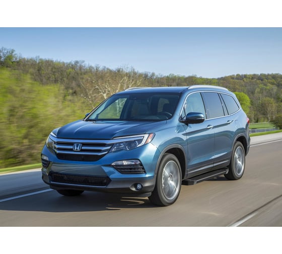 Изображение товара Пороги на автомобиль Rival Black для Honda Pilot III 2016-2019 г.в., 180 см, 2 шт., алюминий F180ALB.2105.1