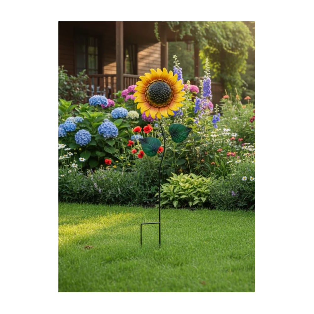 Изображение товара Садовый декор для грядки Подсолнух KlestO ZQ02594 металлоцветной яркий как солнечный свет