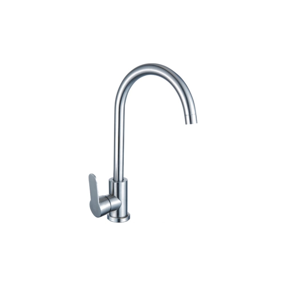 Изображение товара Смеситель для кухни АНТЕЙ Парма высокий излив нержавеющая сталь хром современный дизайн