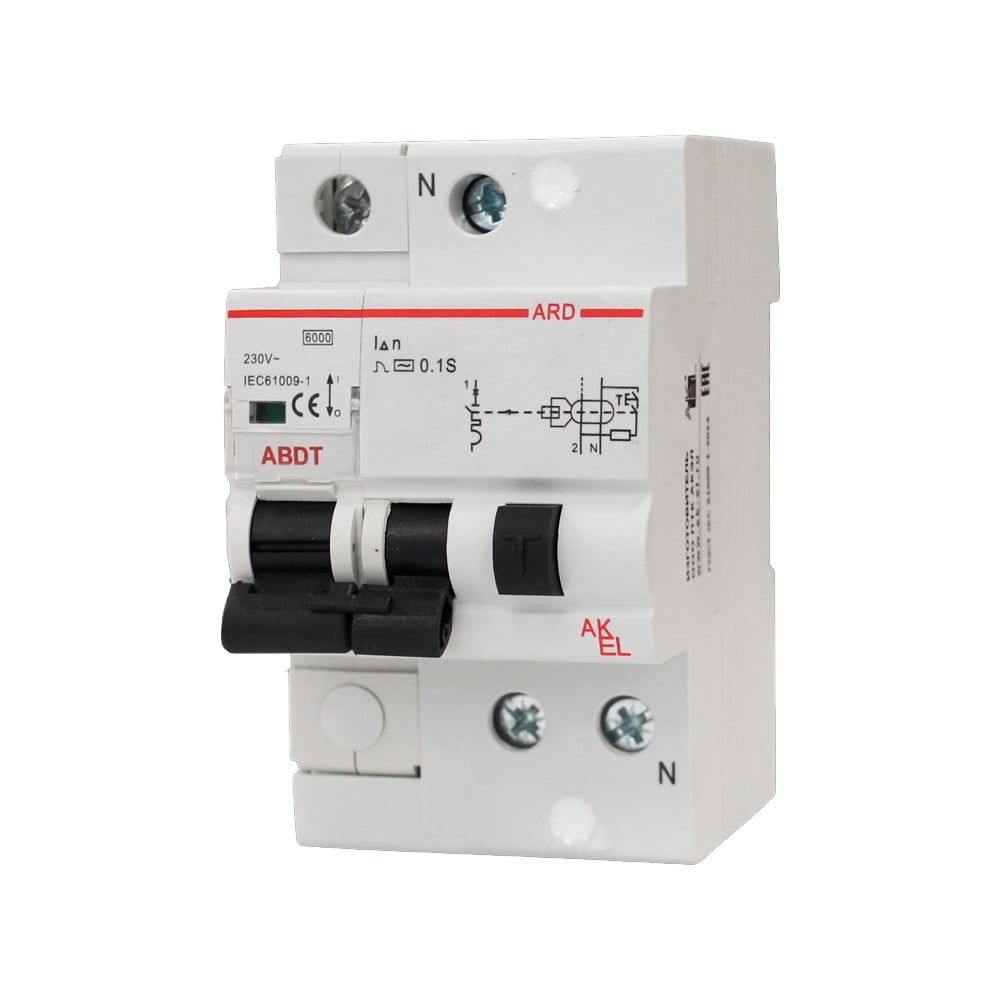 Изображение товара Дифференциальный автоматический выключатель AKEL 1P+N 30мА 6кА