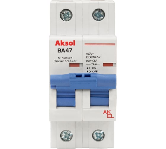 Изображение товара Выключатель автоматический AKEL ВА47-MCB-H-AKSOL-2P-C10-AC 2P/10A/С/10kA 483210