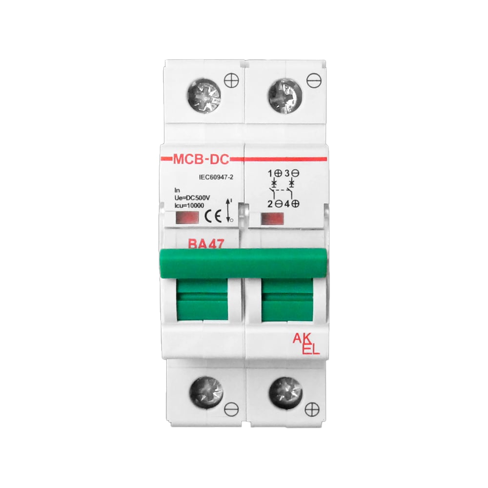 Изображение товара AKEL ВА47-MCB-H-2P-C32-DC автоматический выключатель 32A 500VDC
