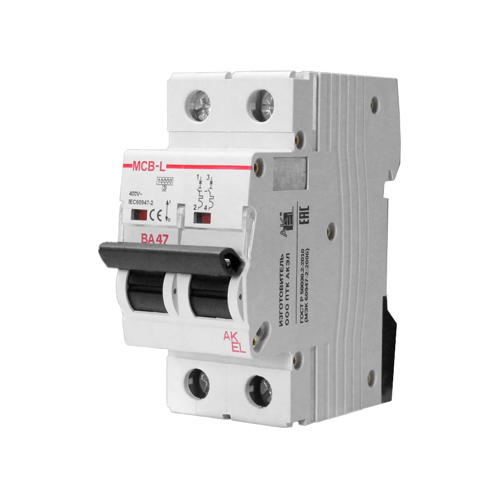 Изображение товара Выключатель автоматический AKEL ВА47-MCB-L-2P-B50-AC 50А