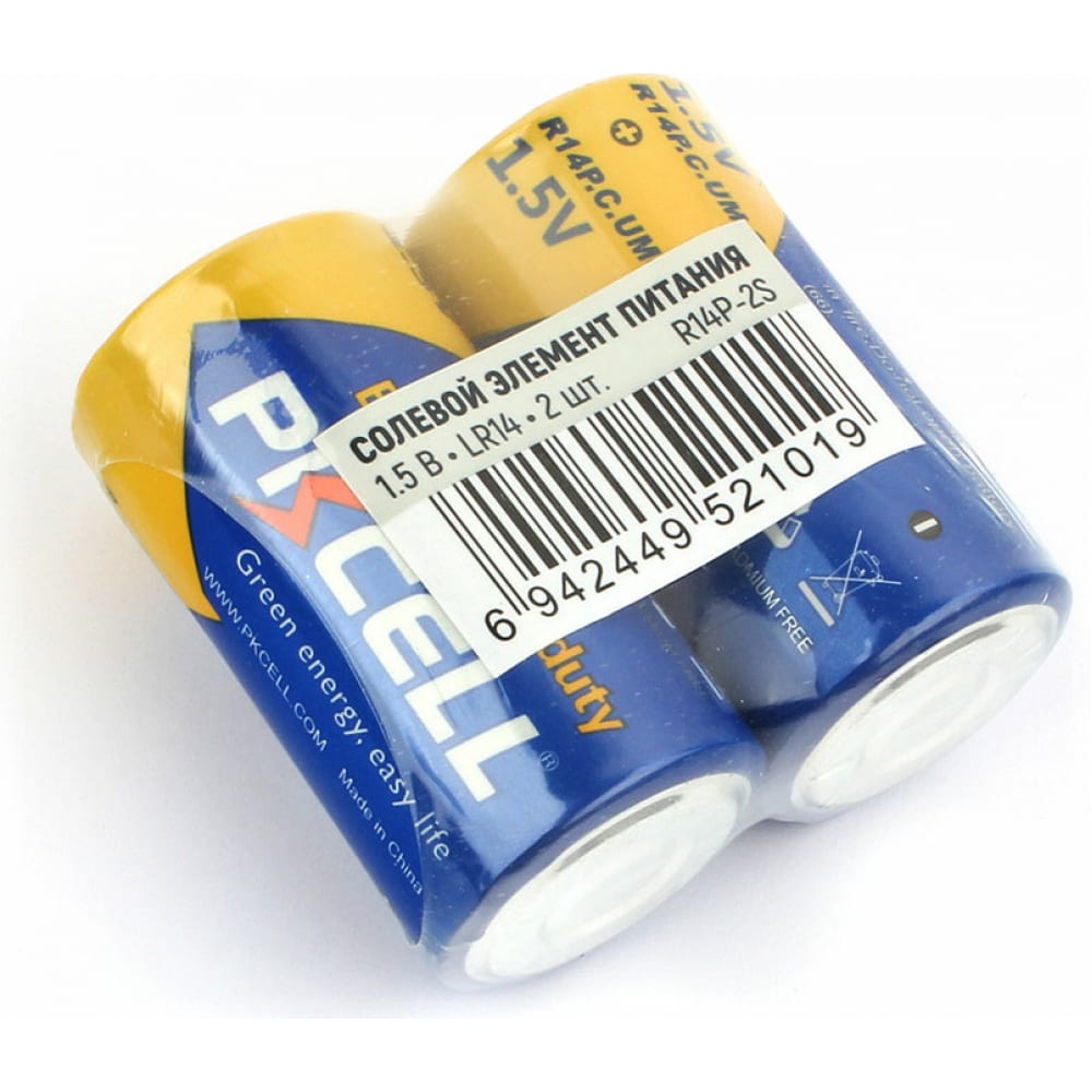 Солевой элемент питания PKCell батарейка алкалиновая космос lr14 упаковка 2 шт