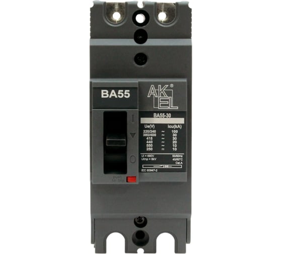 Изображение товара Выключатель автоматический в литом корпусе AKEL ВА55-30-102НР25-С 2P/25A/НP/30kA 209100