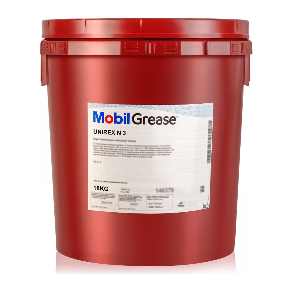 Изображение товара Смазка MOBIL Unirex N 3 18 кг - промышленное литиевое масло для тяжелых условий
