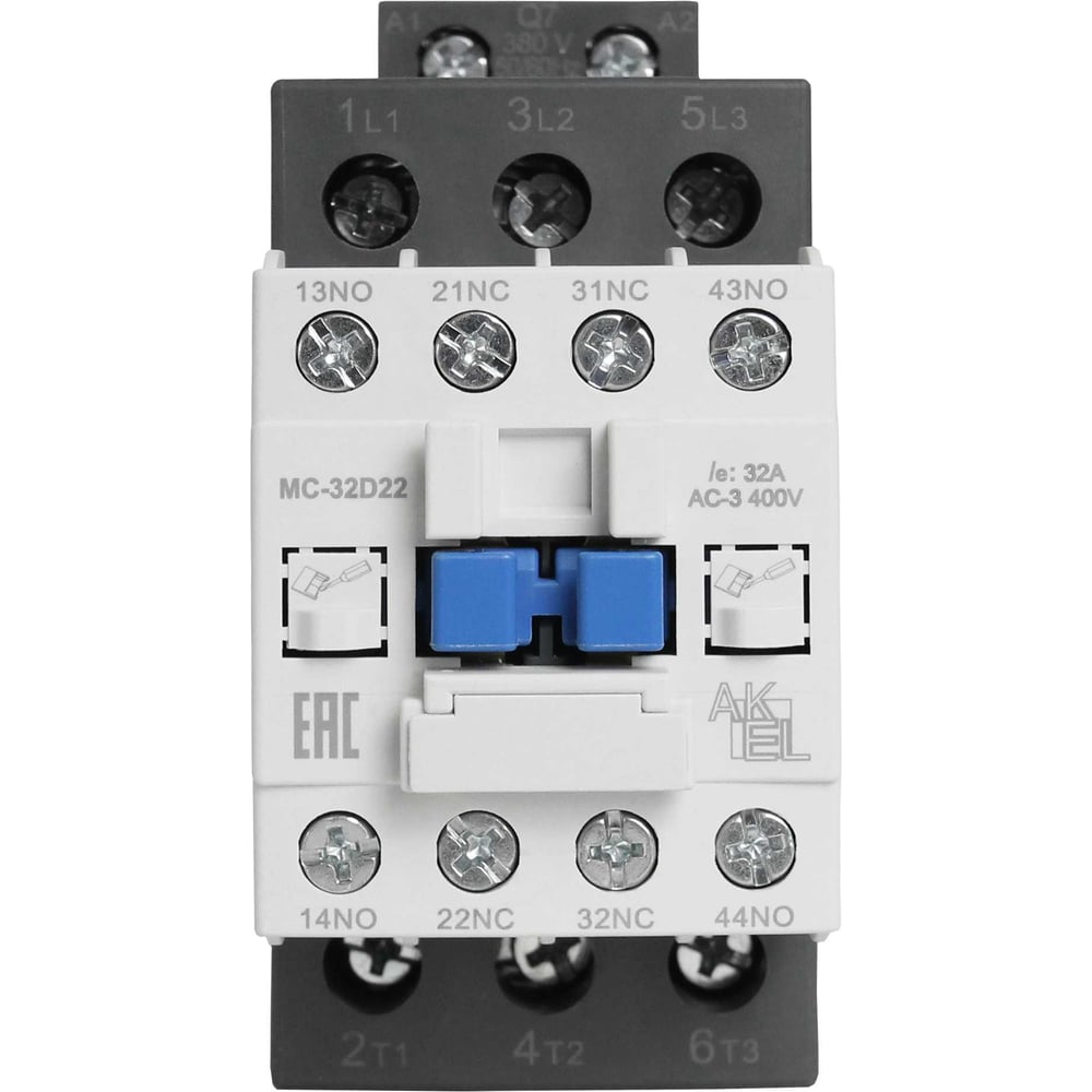 Изображение товара Контактор магнитный AKEL BA47 MC-32D22Q7 3P 32A 380VAC