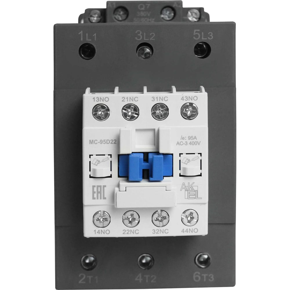 Изображение товара Контактор магнитный AKEL BA47 MC-95D22Q7 3P 2NO+2NC 95A 380VAC
