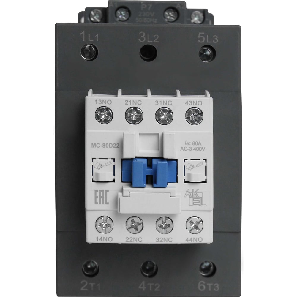 Изображение товара Контактор магнитный AKEL BA47 MC-80D22P7 3P 80A 230VAC DIN-рейка